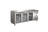 Gastro-inox Rvs GN Koelwerkbank Met 3 Glasdeuren, Geforceerd Gekoeld