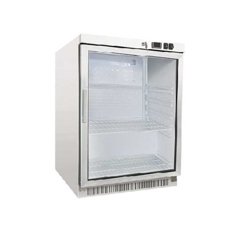 Gastro-inox Wit Stalen Koeling 200 Liter Met Glasdeur, Statisch Gekoeld