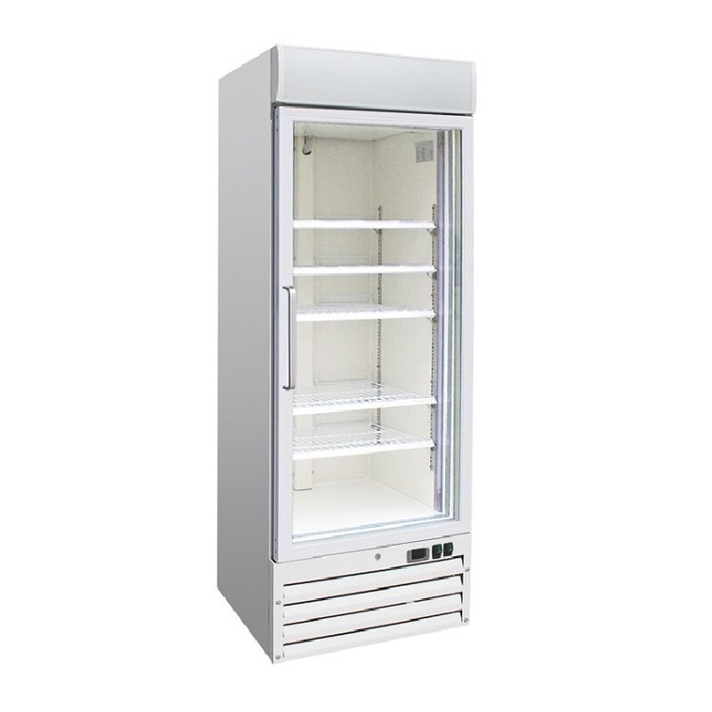 Gastro-inox Wit Stalen Display Vriezer 600 Liter Met Glasdeur, Geforceerd Gekoeld