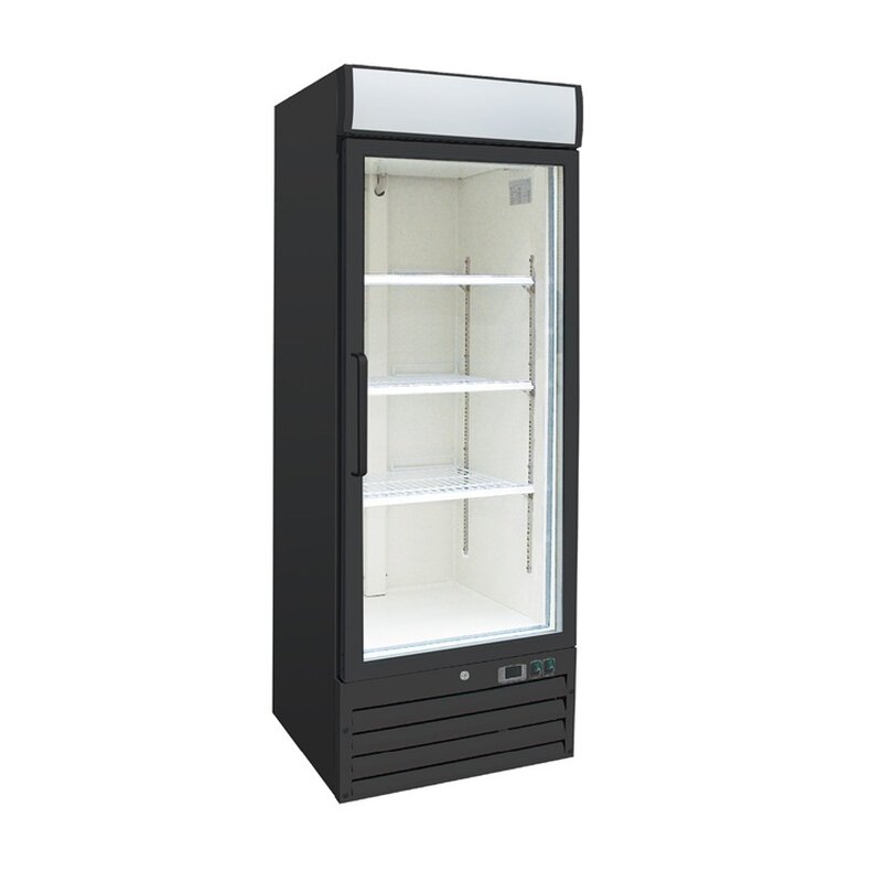 Gastro-inox Zwart Stalen Display Vriezer 600 Liter Met Glasdeur, Geforceerd Gekoeld