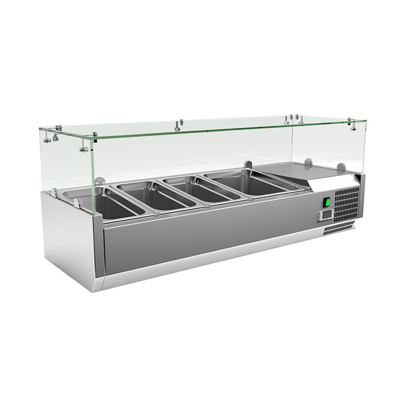 Gastro-inox Rvs Opzetkoelvitrine 3x GN 1/3 + 1x GN 1/2