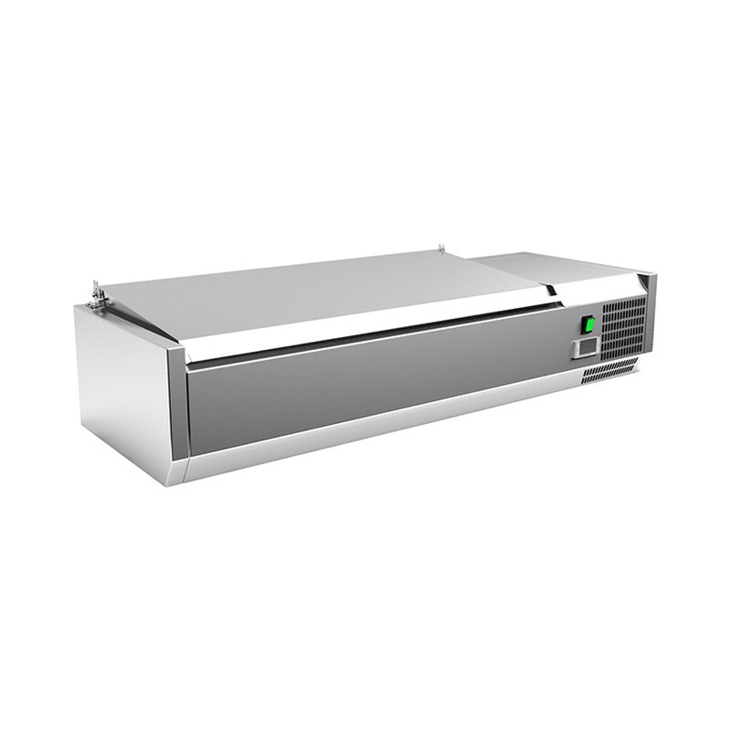 Gastro-inox Rvs Opzetkoeling 3x GN 1/3 + 1x GN 1/2 Met Deksel