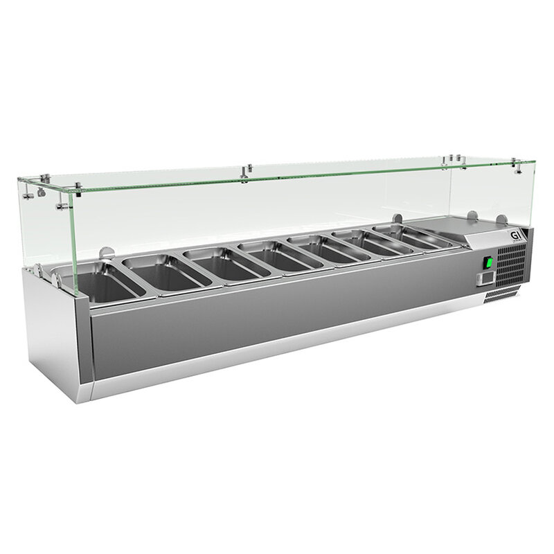 Gastro-inox Rvs Opzetkoelvitrine 7x Gn1/4