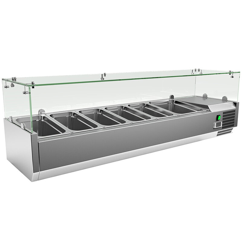 Gastro-inox Rvs Opzetkoelvitrine 5x GN 1/3 + 1x GN 1/2