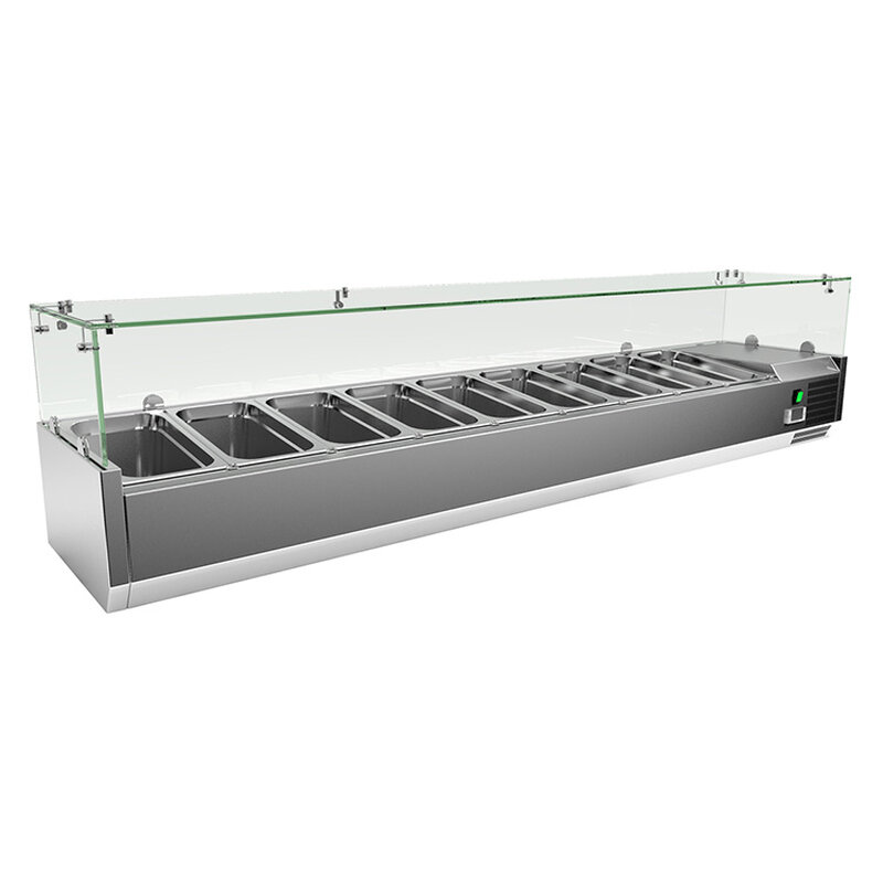 Gastro-inox Rvs Opzetkoelvitrine 9x GN 1/3