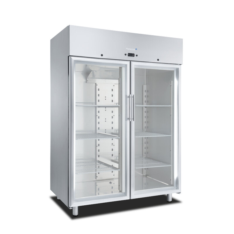 Gastro-inox Marecos Softline Roestvrijstalen GN 2/1 Koeling Met Glasdeur 1400 Liter