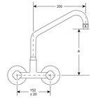 Gastro-inox Duobloc Hoog Muurmodel 25(ø)mm Mengkraan 200mm