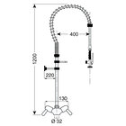 Gastro-inox Monobloc Voorspoeldouche Met Draaihendels, 1200mm