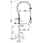 Gastro-inox Monobloc Voorspoeldouche Met Draaihendels & Zwenkkraan, 700mm