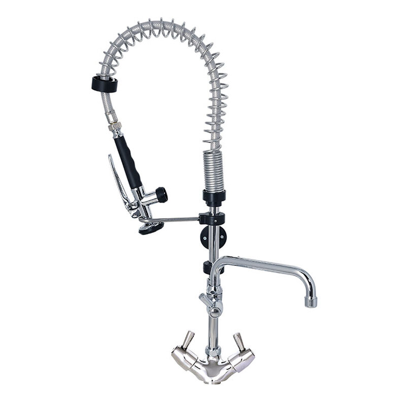 Gastro-inox Monobloc Voorspoeldouche Met Draaihendels & Zwenkkraan, 700mm