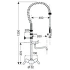 Gastro-inox Monobloc Voorspoeldouche Met Draaihendels & Zwenkkraan, 1200mm