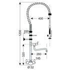 Gastro-inox Monobloc Voorspoeldouche Met Draaiknoppen & Zwenkkraan, 1200mm