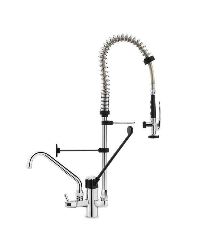 Gastro-inox Monobloc Voorspoeldouche Met Handsfreehendel & Zwenkkraan Van 250mm, 700mm