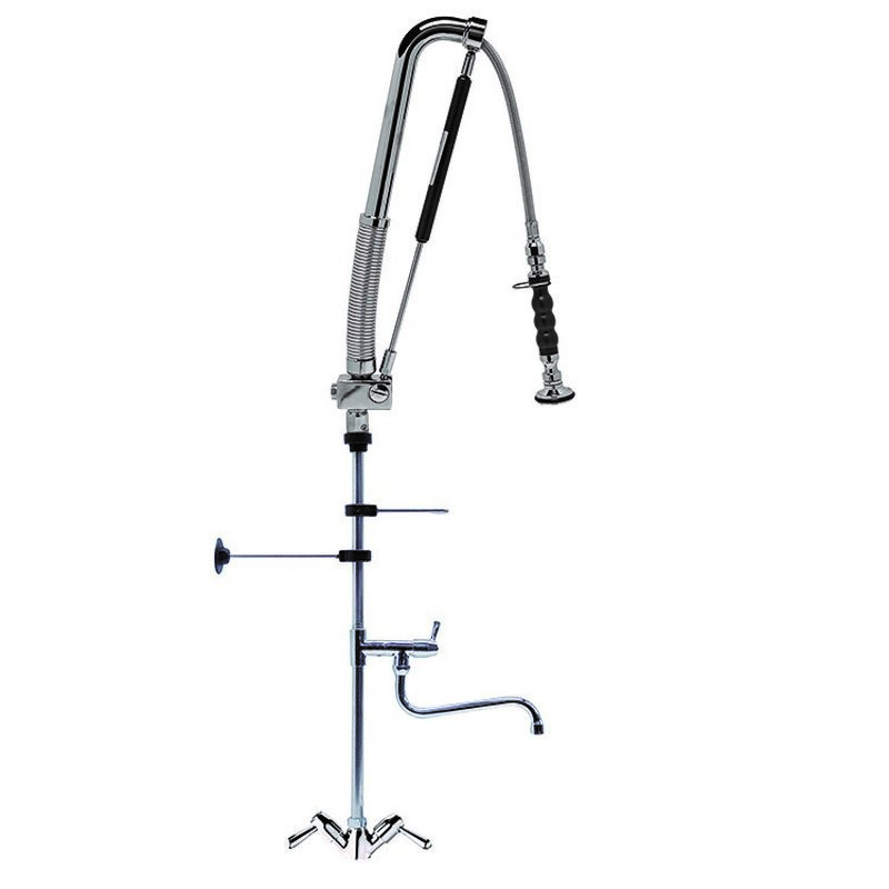 Gastro-inox Automatische Monobloc Voorspoeldouche Met Draaihendels en Zwenkkraan, 1300mm