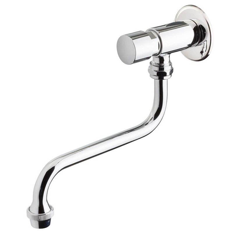 Gastro-inox Fonteinkraan Met Waterbesparende Drukknopbediening, Lange Uitloop Onderzijde