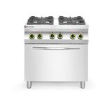 Hendi Gasfornuis 4-pits Met Convectieoven GN 1/1