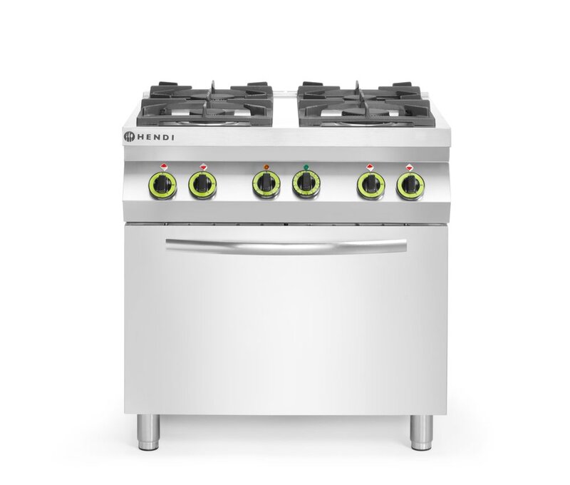 Hendi Gasfornuis 4-pits Met Convectieoven GN 1/1