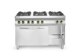 Hendi Gasfornuis Kitchen Line 6-pits Met Convectieoven GN 1/1