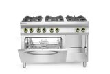 Hendi Gasfornuis Kitchen Line 6-pits Met Convectieoven GN 1/1