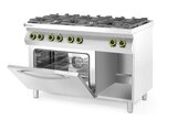 Hendi Gasfornuis Kitchen Line 6-pits Met Convectieoven GN 1/1