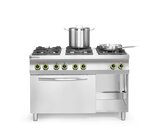 Hendi Gasfornuis Kitchen Line 6-pits Met Convectieoven GN 1/1