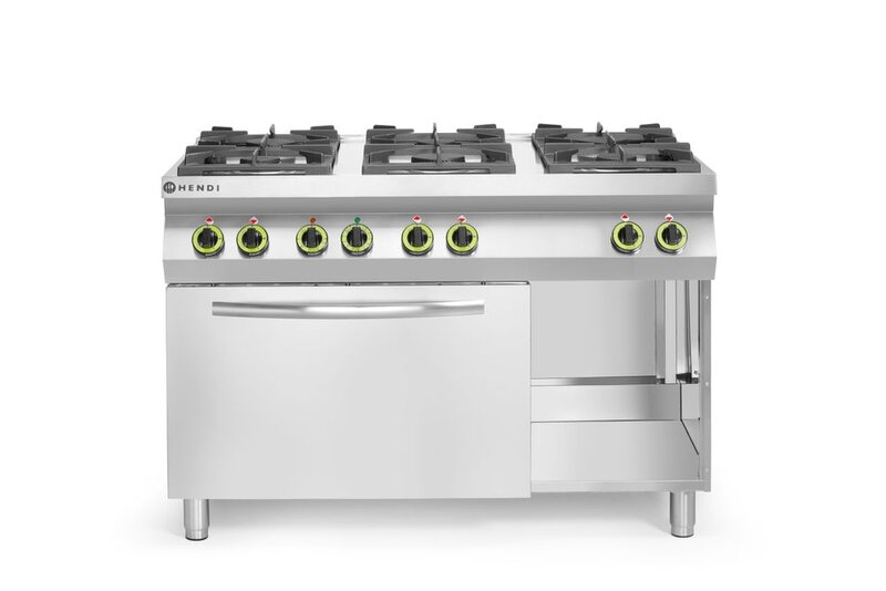 Hendi Gasfornuis Kitchen Line 6-pits Met Convectieoven GN 1/1