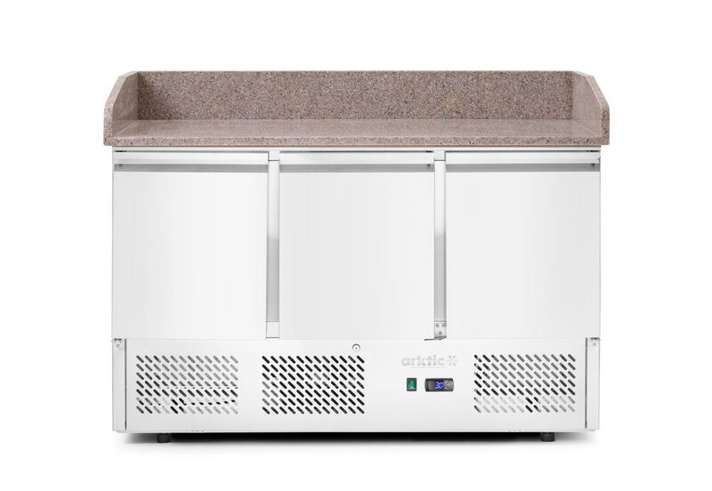 Hendi Pizzawerkbank Met 3 Deuren en Koelvitrine 380+40l