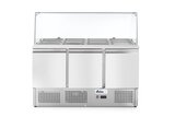 Hendi Saladette Met 3 Deuren en Glazen Vitrine 380l