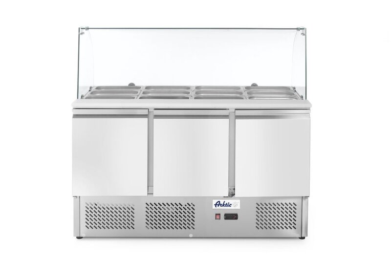 Hendi Saladette Met 3 Deuren en Glazen Vitrine 380l