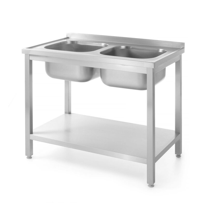 Hendi Tafel Met 2 Spoelbakken, Met Plank - Geschroefd