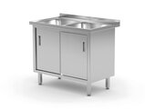 Hendi Tafel Met 2 Spoelbakken, Kast – Gelast, Met Schuifdeuren
