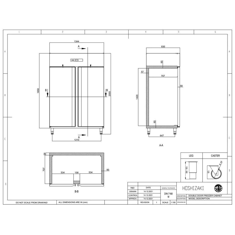 Hoshizaki Vrieskast | Advance | 1200l (2/1 Gn) | Rvs | -12°c/-25°c | Geforceerd | 1344x830x1980/2030(h)mm