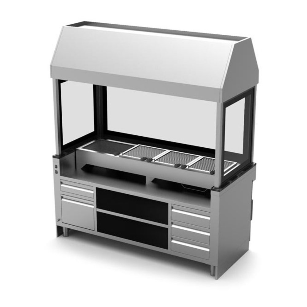 Unninox Houtskool Grill | 5 Lades | Met Filterkap | 1760x790x2150(h)mm