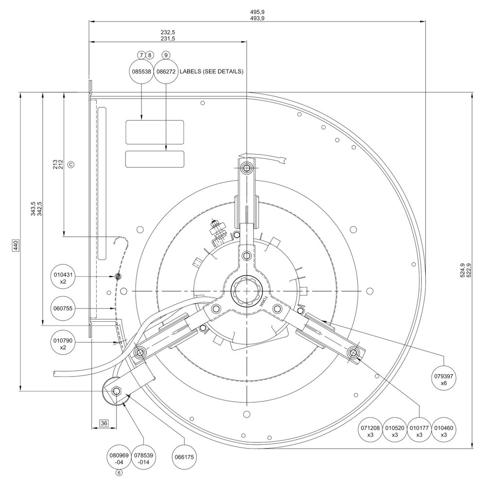 Unninox Motor | Slakkenhuis | 5000m³/u. | 7A | 0.75kw (230v)