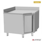Unninox Hoekwerkkast | Rvs | Deur + Achteropstand | Voor 700mm Tafel | 1000x1000x850(h)mm