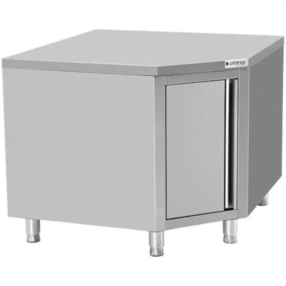 Unninox Rvs Hoekwerkkast Met Deur Voor 60cm Tafel | 1000x1000x850/900(h)mm