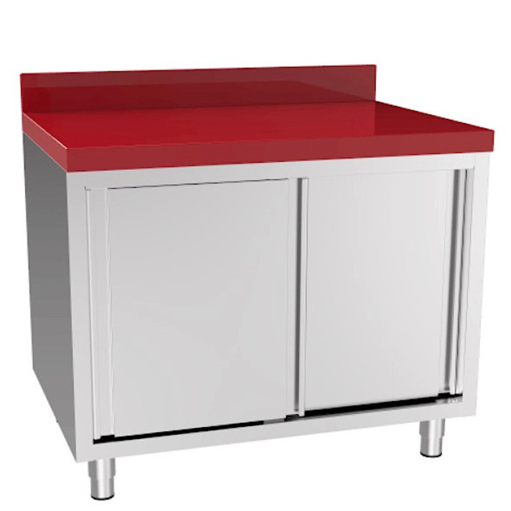 Unninox Snijwerktafel | Rvs/polyethyleen | Schuifdeuren | Diepte 600 | Hoogte 850/900 | Breedte 1000-2000 | Achteropstand