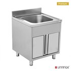 Unninox Spoeltafel Rvs Met Opstaande Rand en Klapdeuren | 1 Kuip | 600x700x850(h)mm