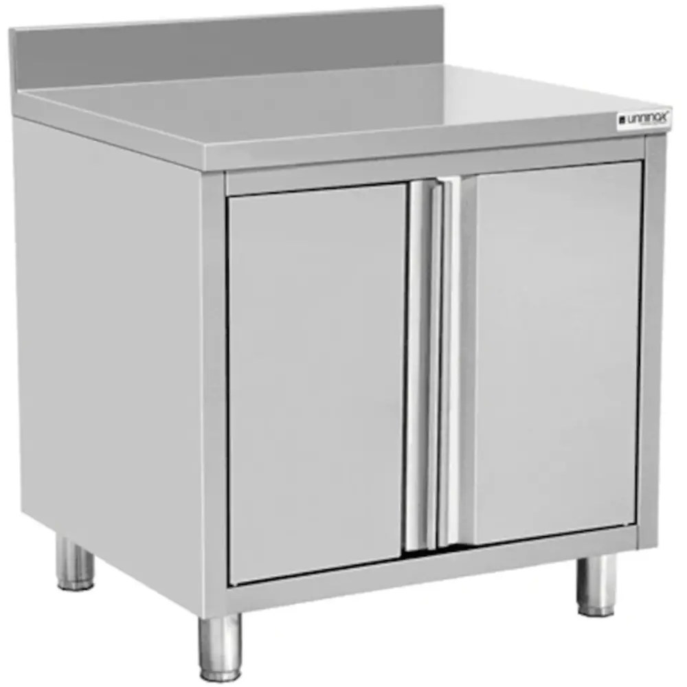 Unninox Werktafel | Rvs | 2 Draaideuren | Achteropstand | 800x600x850(h)mm