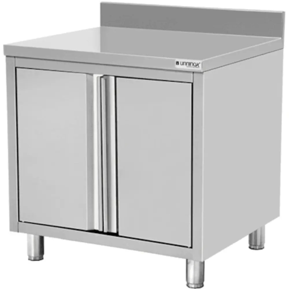Unninox Werktafel | Rvs | 2 Draaideuren | Achteropstand | 800x600x850(h)mm