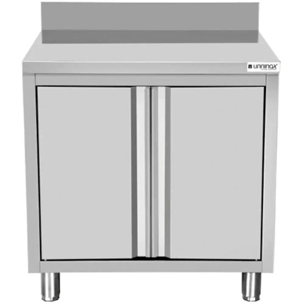 Unninox Werktafel | Rvs | 2 Draaideuren | Achteropstand | 800x600x850(h)mm