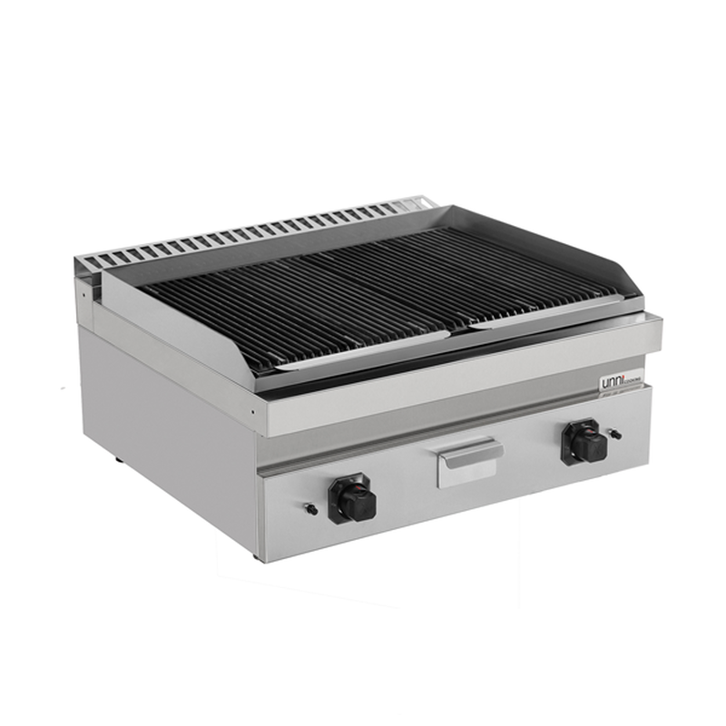 Unni-cooking Lavasteengrill | 700 Serie | Gas | Oppervlak 740x500 (gietijzer) | 18kw | Piëzo Ontsteking | 800x700x300/350(h)mm