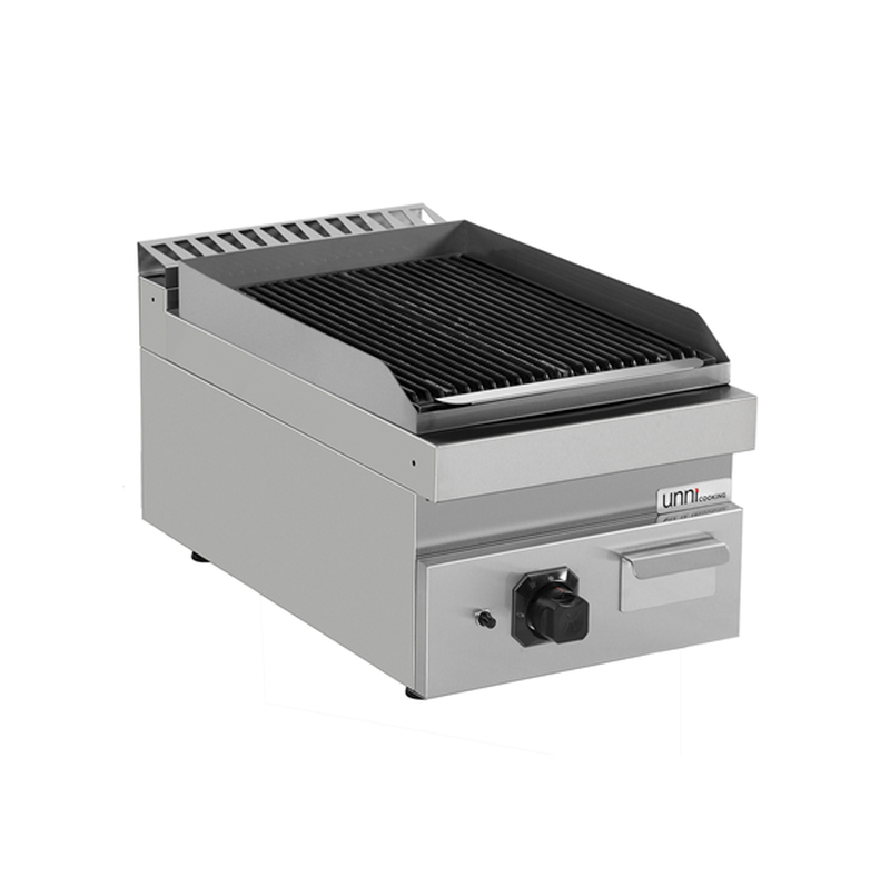 Unni-cooking Lavasteengrill | 700 Serie | Gas | Oppervlak 310x510 (gietijzer) | 9kw | Piëzo Ontsteking | 400x700x300/350(h)mm
