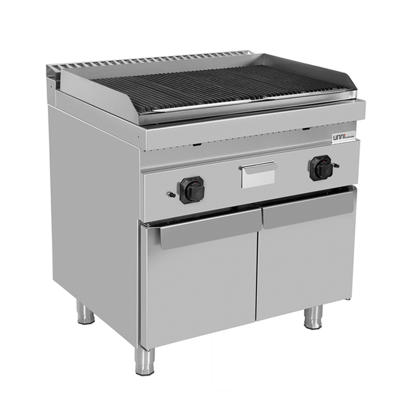 Unni-cooking Lavasteengrill | 700 Serie | Gas | Oppervlak 740x510 (gietijzer) | 18kw | Piëzo Ontsteking | 2 Neutrale Vakken | 800x700x850/900(h)mm