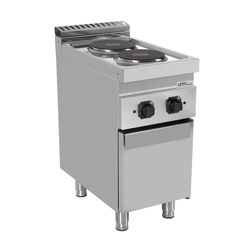 Unni-cooking Fornuis | 700 Serie | Elektrisch | 2 Kookpunten (ø220) | 5.2kw (400v) | Neutrale Vak | 400x700x850(h)mm