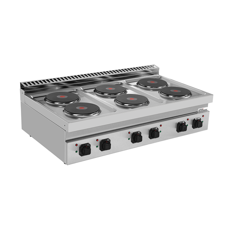 Unni-cooking Fornuis | 700 Serie | Tafelmodel | Elektrisch | 6 Kookpunten | 15.6kw (400v) | 1200x700x300/350(h)mm