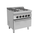 Unni-cooking Fornuis + Oven | 700 Serie | Elektrisch | 4 Kookpunten (ø220) + 1/1 GN Oven | 14.2kw (400v) | 800x700x850(h)mm