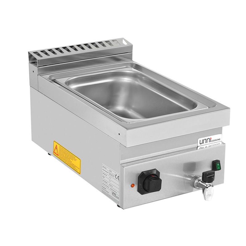 Unni-cooking Bain-marie | 700 Serie | Elektrisch | 1/1 GN | 30°c/90°c | 1.5kw (230v) | Aftapkraan | 400x700x300(h)mm