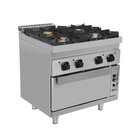 Unni-cooking Fornuis + Oven | 700 Serie | Gas | 4 Branders (3x 6.5kw, 1x 9kw) + 2/1 GN Oven (6.5kw) | Waakvlam/piëzo | 8000x700x850/900(h)mm