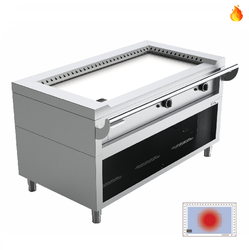 Unni-cooking Teppanyaki Grillplaat | Gas | Met Onderkast | 8.5kw | 1 Brander | 1440x770x850(h)mm